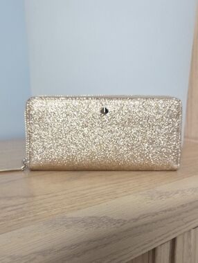 kate spade Gold Glitter Burgess Court Slim Continental Wallet